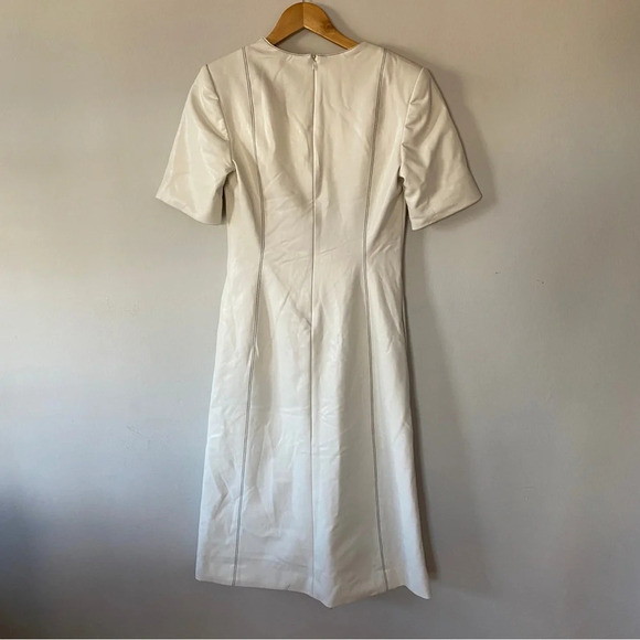 MARIA MCMANUS Topstitch Detail V-neck Midi Dress In Ivory Size 2 - Picture 12 of 12